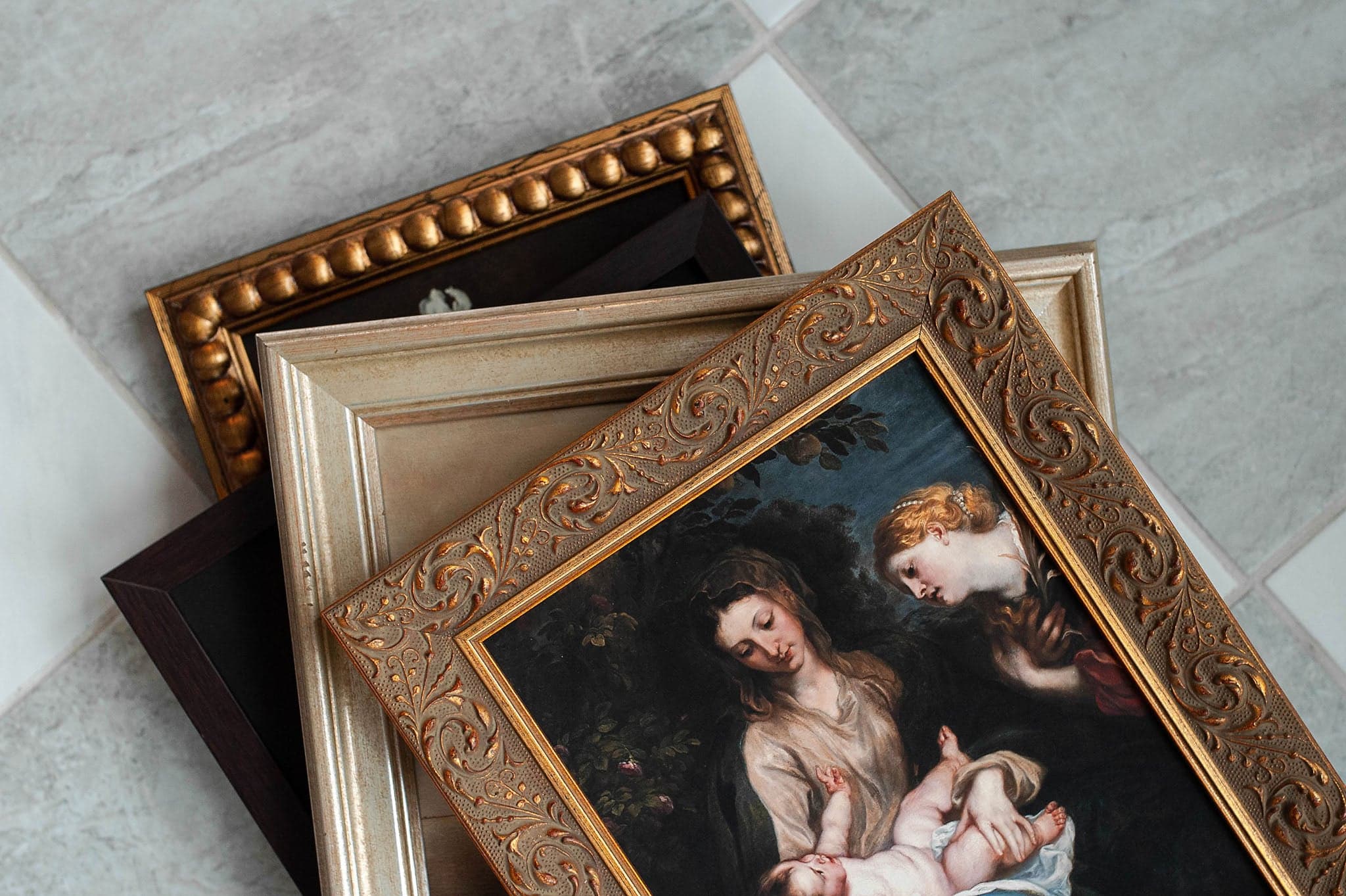 A softly styled Beata Home art print beside flowers and a candle