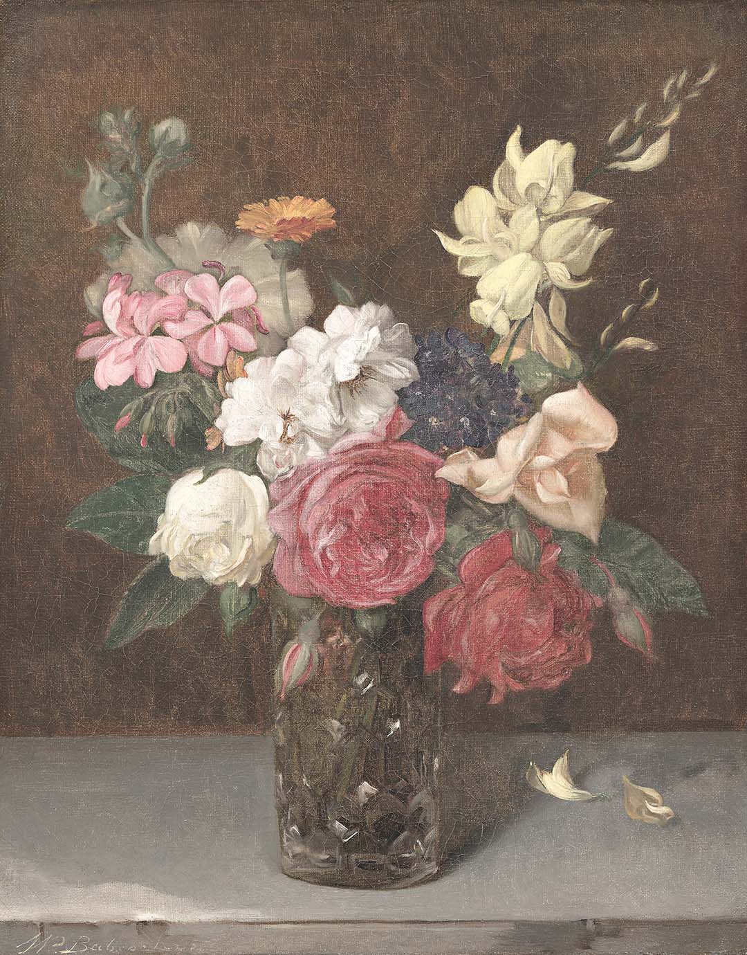 Flowers in a Cut Glass Vase | Paper