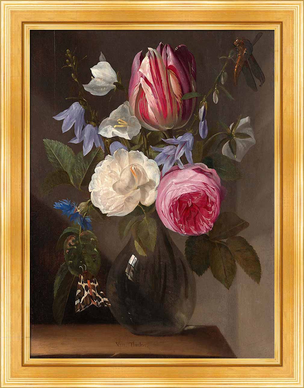 Roses and a Tulip in a Vase | Paper